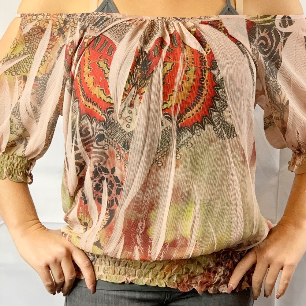 Forever21 Sheer Cold Shoulder Off the Shoulder Top